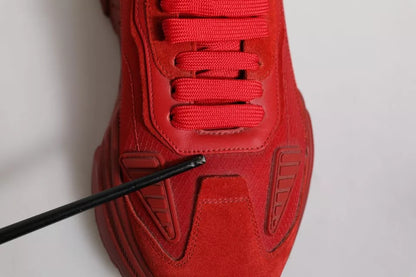 Dolce & Gabbana Rote Leder Daymaster Low Top Sneakers Schuhe