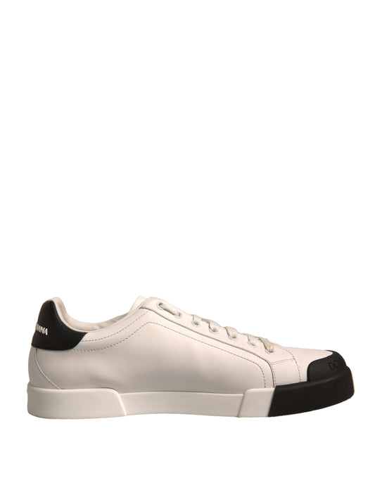 Dolce & Gabbana Weiß Leder Logo Portofino Turnschuhe Schuhe