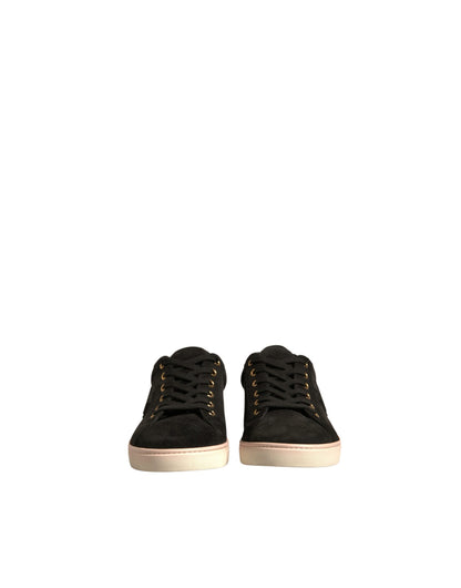 Dolce & Gabbana Schwarz Logo Wildleder Leder Männer Turnschuhe Schuhe