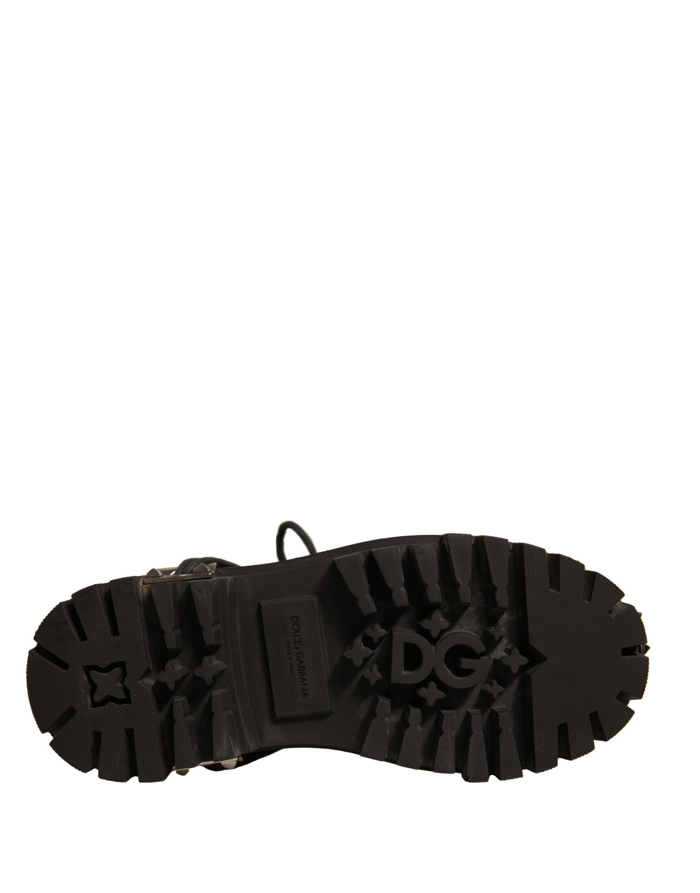 Dolce & Gabbana Schwarze Leder Nieten-Trekkingstiefel Schuhe