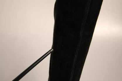 Dolce & Gabbana Schwarze Wildleder Stiletto Kniehohe Stiefel Schuhe