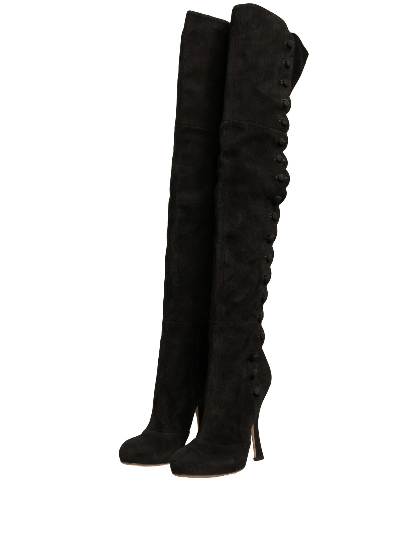 Dolce & Gabbana Schwarze Wildleder Absätze Kniehohe Stiefel Schuhe