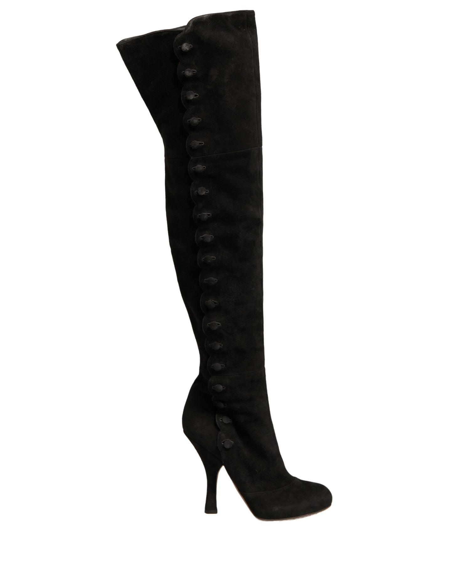 Dolce & Gabbana Schwarze Wildleder Absätze Kniehohe Stiefel Schuhe
