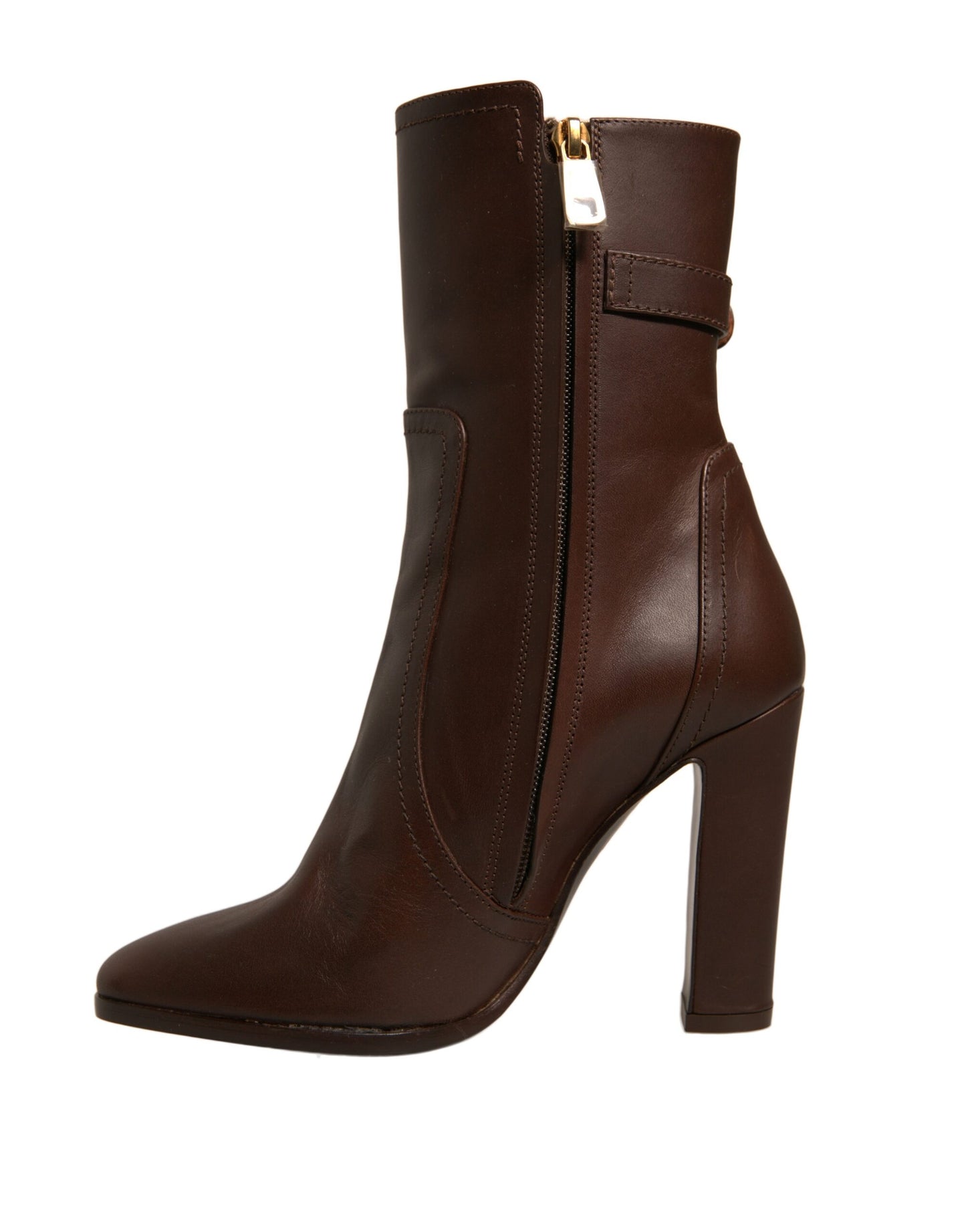 Dolce & Gabbana Braun Leder Absätze Mid Calf Stiefel Schuhe