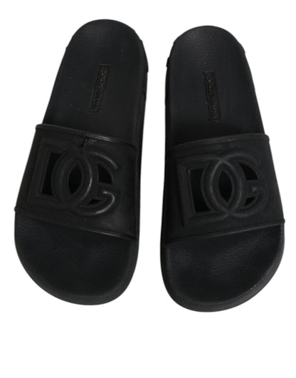 Dolce & Gabbana Schwarze Gummirutsche Sandalen Strandbekleidung Schuhe