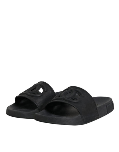 Dolce & Gabbana Schwarze Gummirutsche Sandalen Strandbekleidung Schuhe