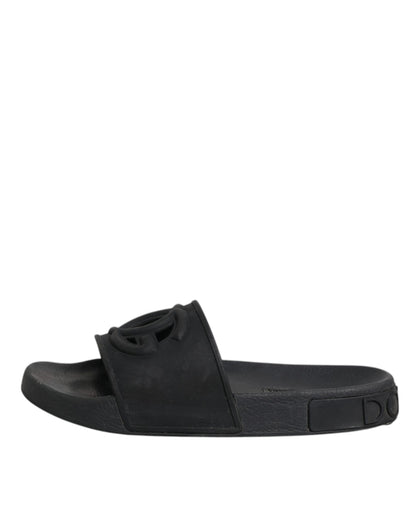 Dolce & Gabbana Schwarze Gummirutsche Sandalen Strandbekleidung Schuhe