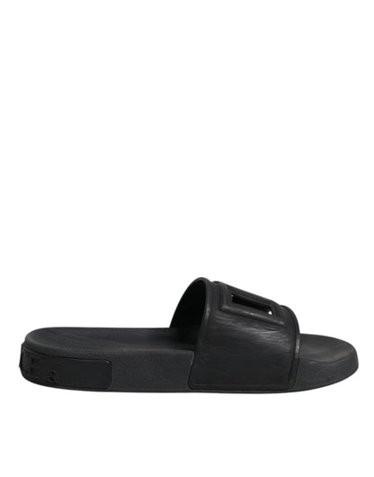 Dolce & Gabbana Schwarze Gummirutsche Sandalen Strandbekleidung Schuhe