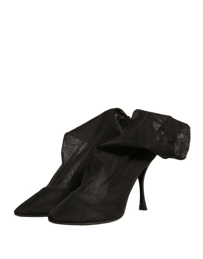 Dolce & Gabbana Schwarz Seide Mesh Socke Stil Heels Stiefel Schuhe