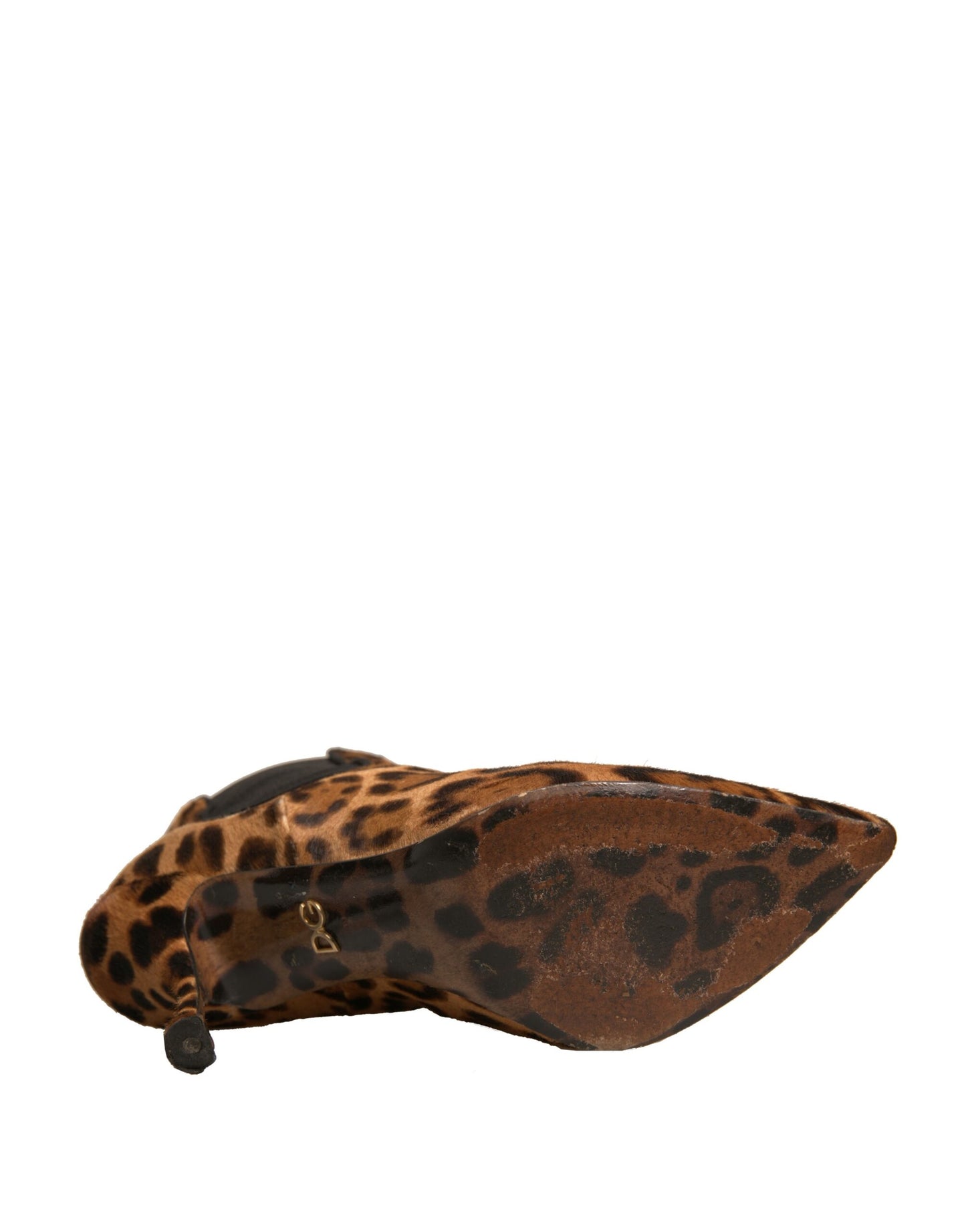 Dolce & Gabbana Braun Leopard Leder Stretch Heels Stiefel Schuhe