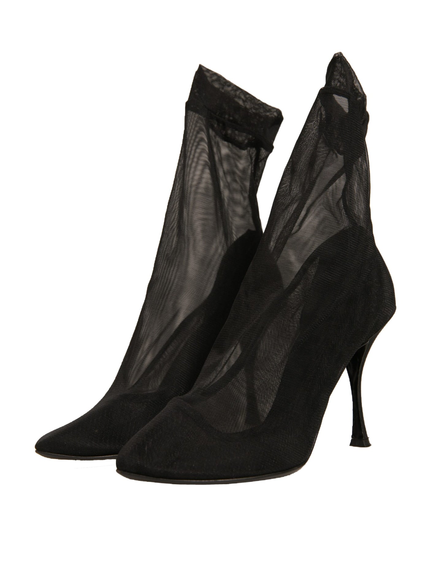 Dolce & Gabbana Schwarz Seide Mesh Socke Stil Heels Stiefel Schuhe