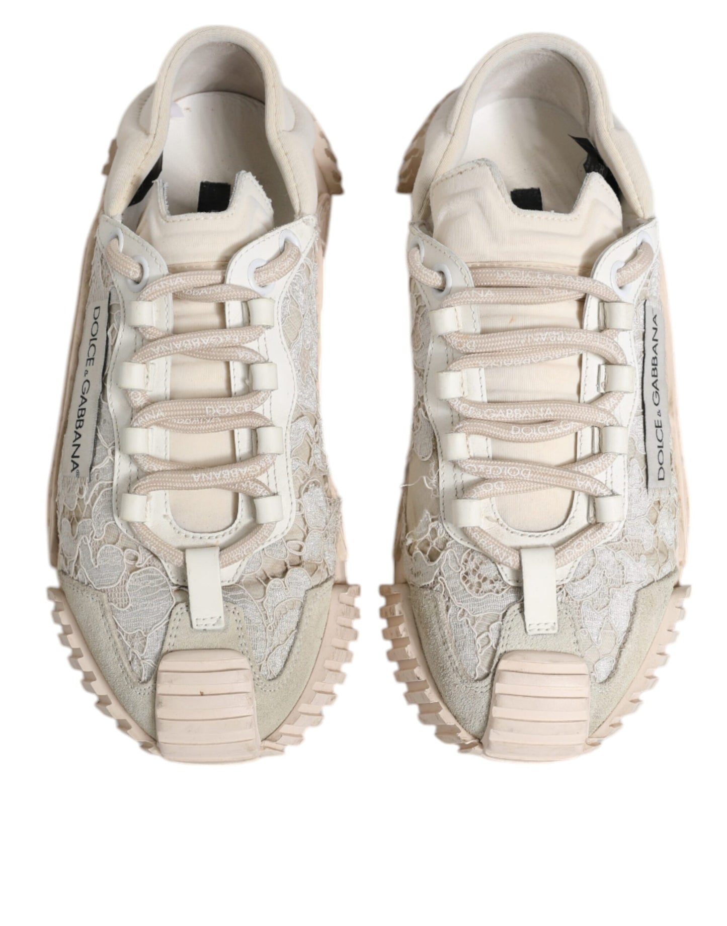 Dolce & Gabbana Weiß Spitze NS1 Low Top Sneaker Sportschuhe