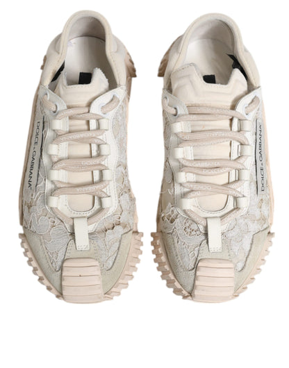 Dolce & Gabbana Weiß Spitze NS1 Low Top Sneaker Sportschuhe