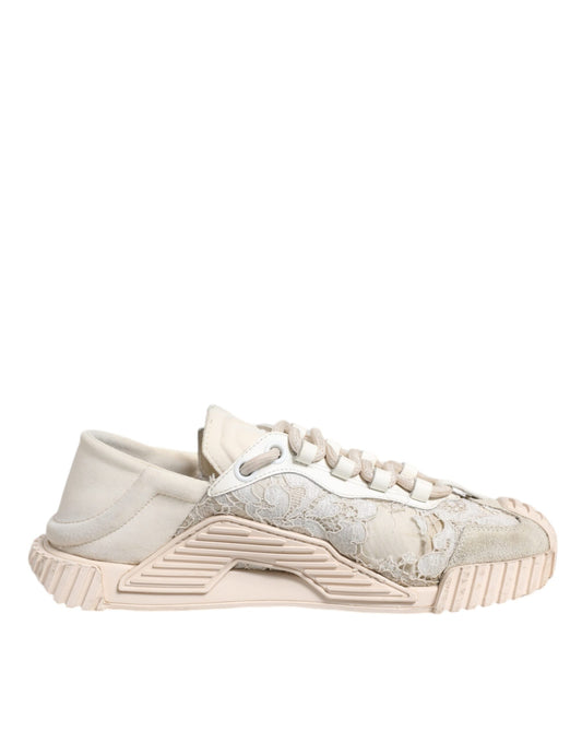 Dolce & Gabbana Weiß Spitze NS1 Low Top Sneaker Sportschuhe