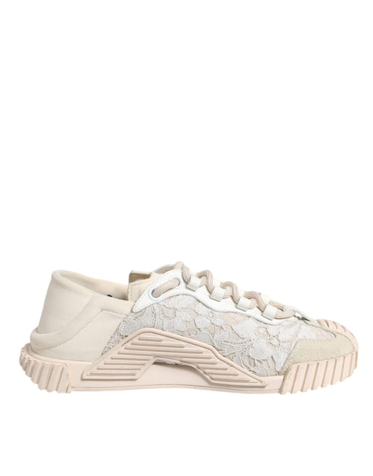 Dolce & Gabbana Weiß Spitze NS1 Low Top Sneaker Sportschuhe
