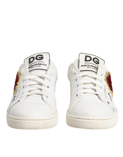 Dolce & Gabbana Weiß Leder Herz verschönert Turnschuhe Schuhe