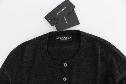 Dolce & Gabbana Grauer Wollpullover mit Knopfleiste