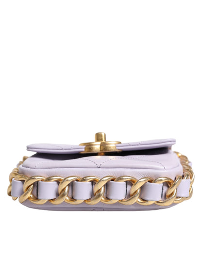 Chanel Blaue gesteppte Kalbsleder-Rahmenkette Mini-Crossbody-Tasche