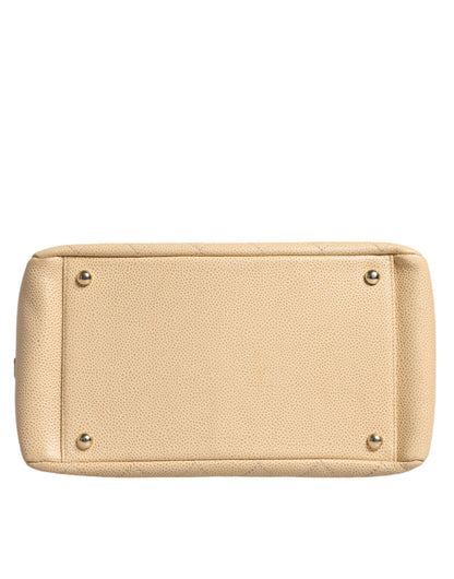Chanel Beige Kaviar De Coco Kette Leder Geldbörse Tasche