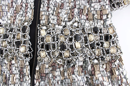 Dolce & Gabbana Crystal Silver Runway Handgefertigtes Kleid