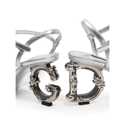 Dolce & Gabbana Graue Leder-Sandale