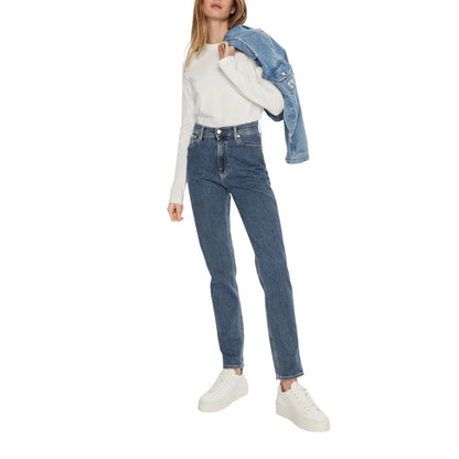 Calvin Klein Jeans Blaue Mom-Jeans aus Baumwolle