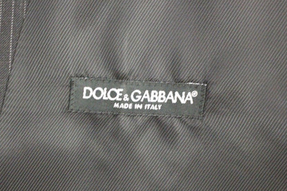 Dolce & Gabbana Graue gestreifte einreihige Wollweste