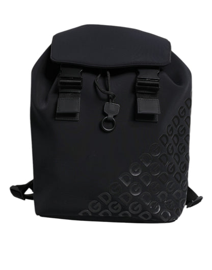Dolce & Gabbana Schwarzer Neopren Nylon DG Logo Schulrucksack Tasche