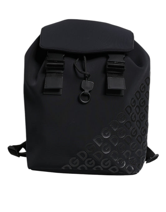 Dolce & Gabbana Schwarzer Neopren Nylon DG Logo Schulrucksack Tasche