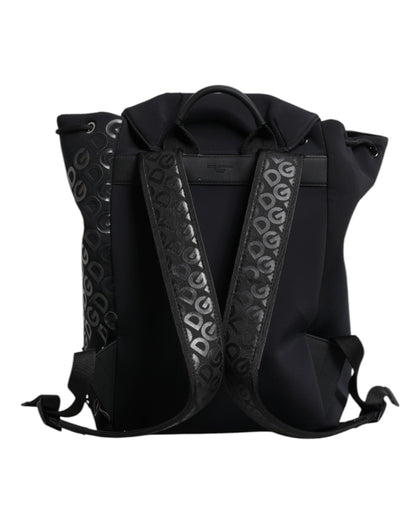 Dolce & Gabbana Schwarzer Neopren Nylon DG Logo Schulrucksack Tasche