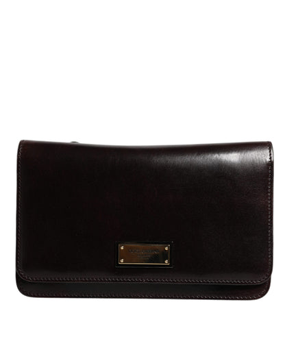 Dolce & Gabbana Maroon Horse Leder Logo Plaque Mini Crossbody Tasche