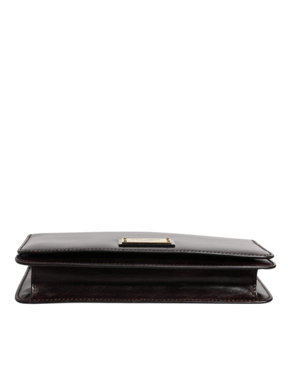 Dolce & Gabbana Maroon Horse Leder Logo Plaque Mini Crossbody Tasche