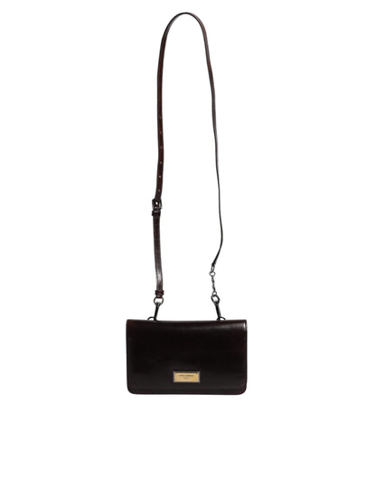 Dolce & Gabbana Maroon Horse Leder Logo Plaque Mini Crossbody Tasche