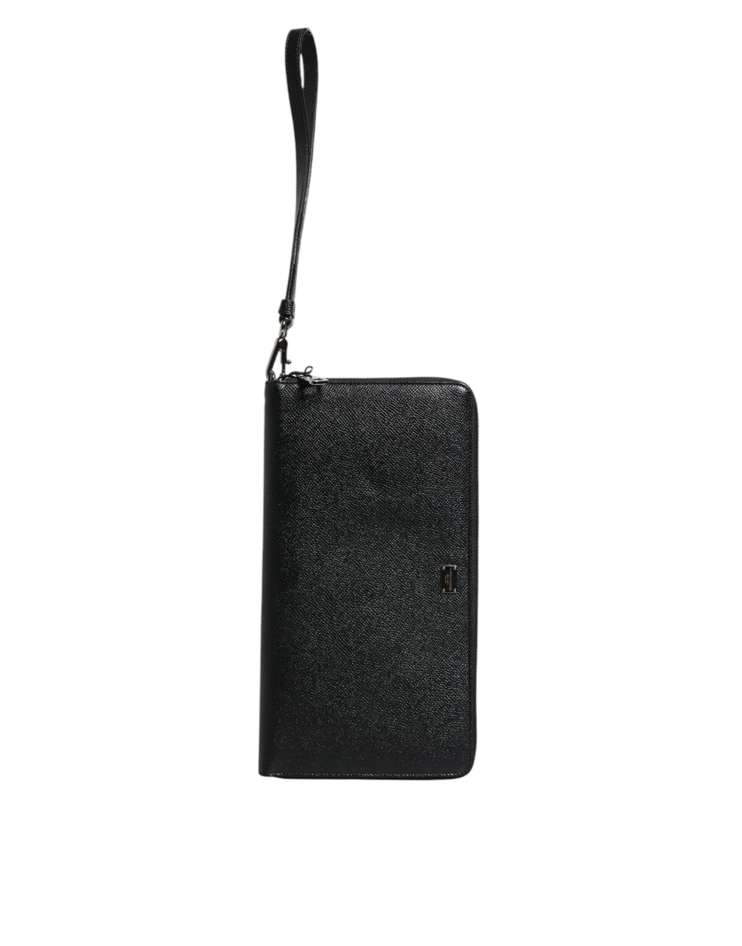 Dolce & Gabbana Schwarzes Kalbsleder Logo Zip Around Continental Brieftasche