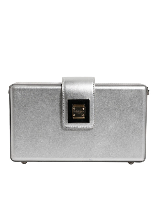 Dolce & Gabbana Metallic-Silber DG BOX Leder-Schulterriemen-Tasche