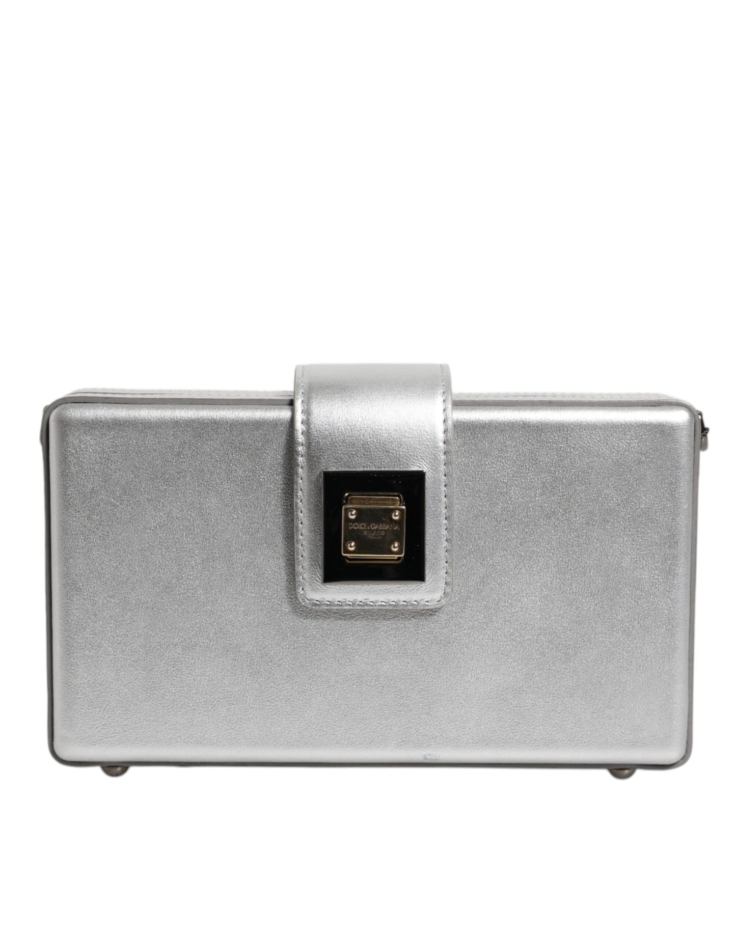 Dolce & Gabbana Metallic-Silber DG BOX Leder-Schulterriemen-Tasche
