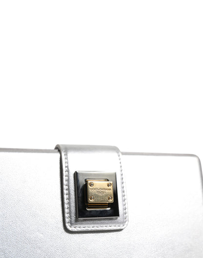 Dolce & Gabbana Metallic-Silber DG BOX Leder-Schulterriemen-Tasche