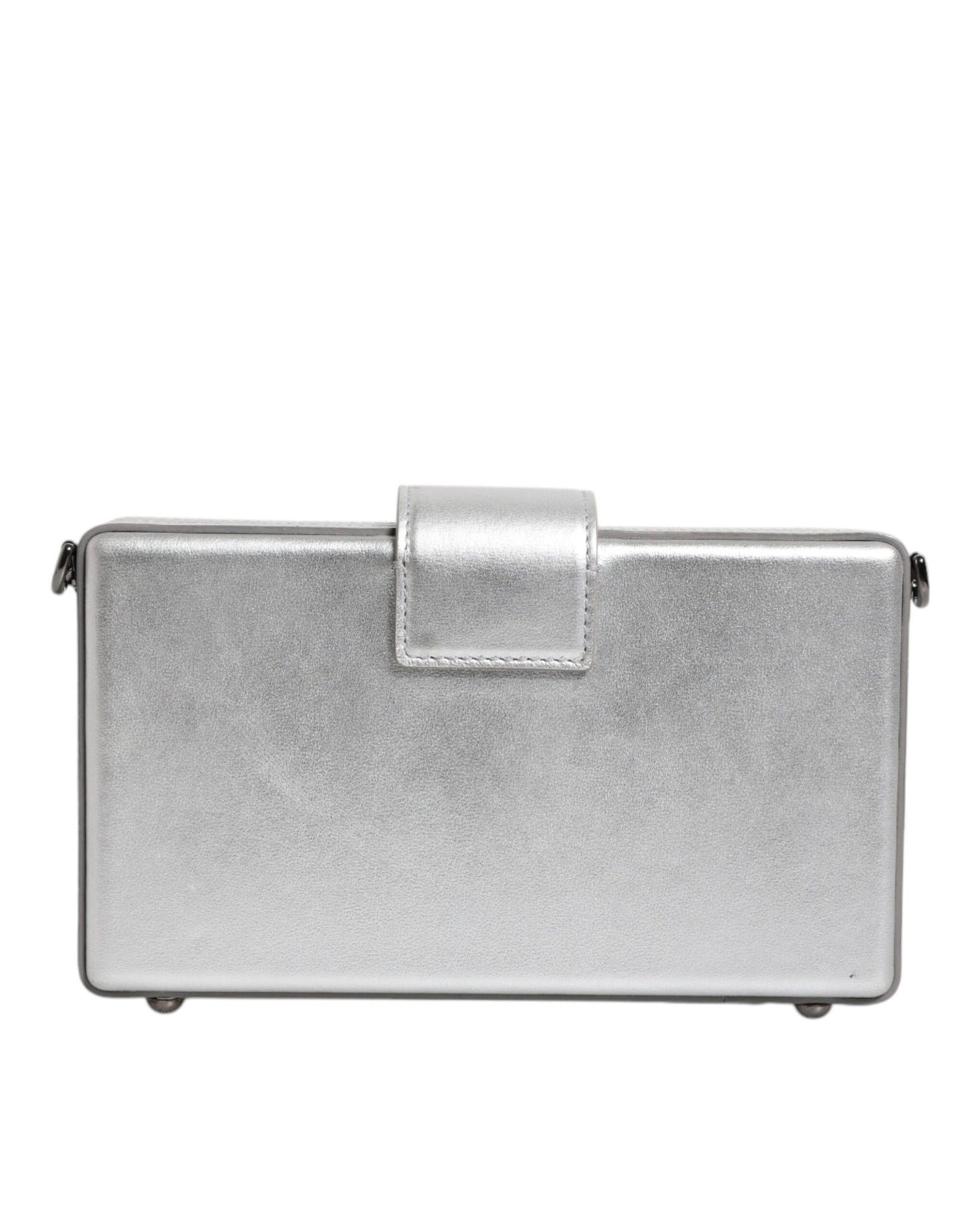 Dolce & Gabbana Metallic-Silber DG BOX Leder-Schulterriemen-Tasche