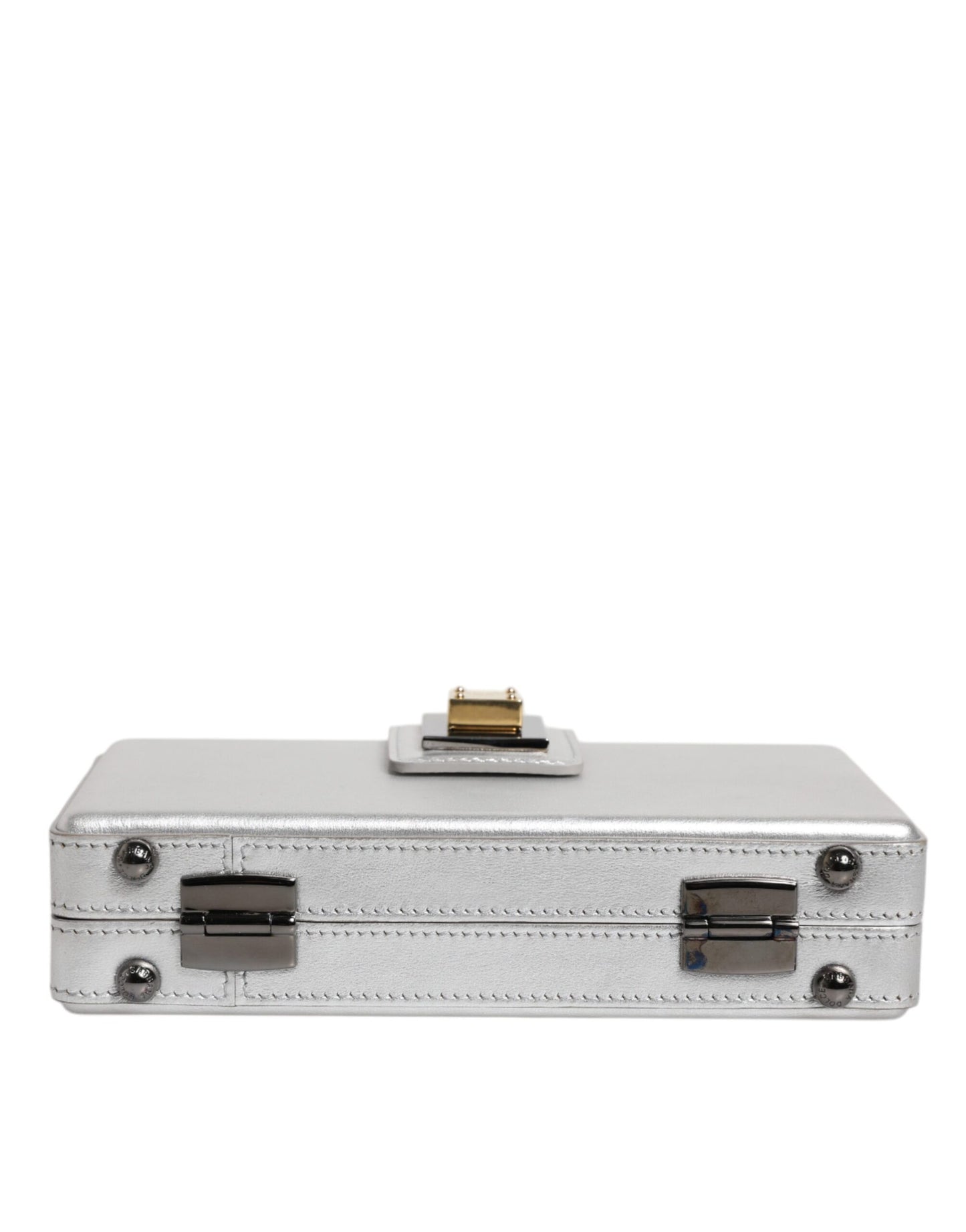 Dolce & Gabbana Metallic-Silber DG BOX Leder-Schulterriemen-Tasche