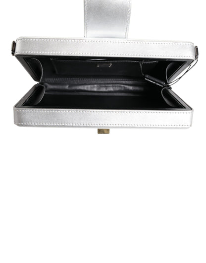 Dolce & Gabbana Metallic-Silber DG BOX Leder-Schulterriemen-Tasche