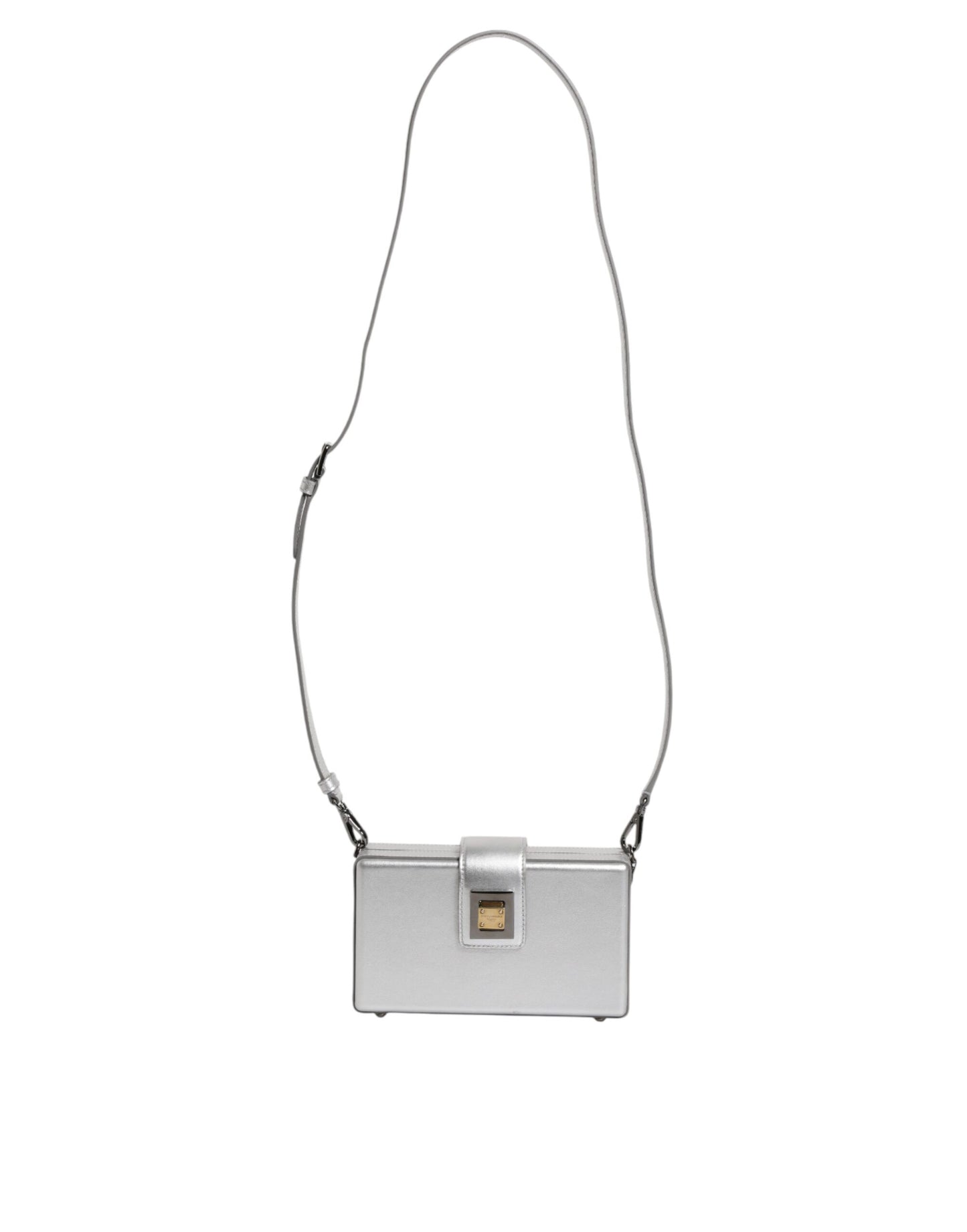 Dolce & Gabbana Metallic-Silber DG BOX Leder-Schulterriemen-Tasche