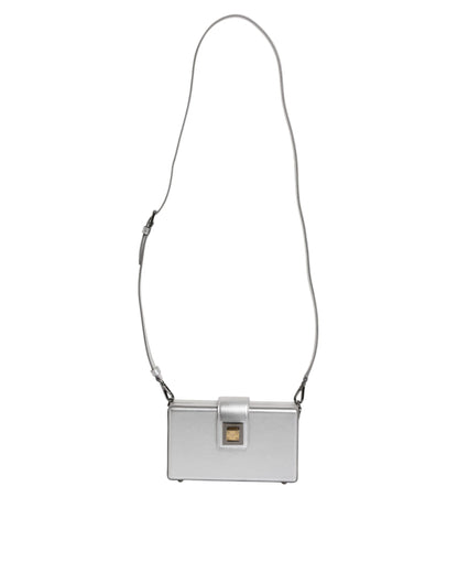 Dolce & Gabbana Metallic-Silber DG BOX Leder-Schulterriemen-Tasche