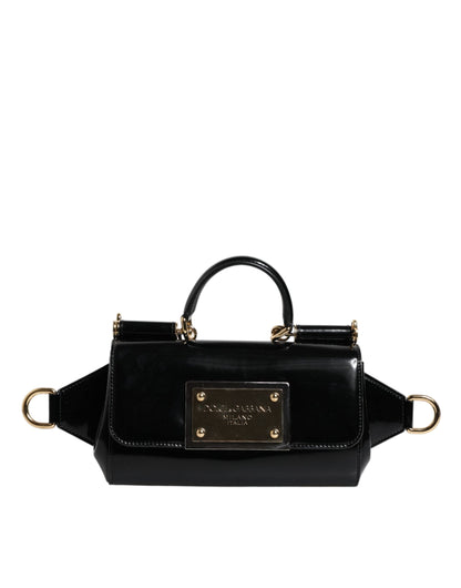 Dolce & Gabbana Schwarze DG Logo-Umhängetasche aus Kalbsleder