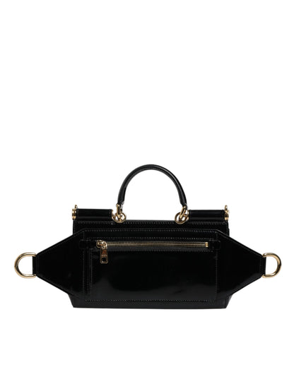Dolce & Gabbana Schwarze DG Logo-Umhängetasche aus Kalbsleder