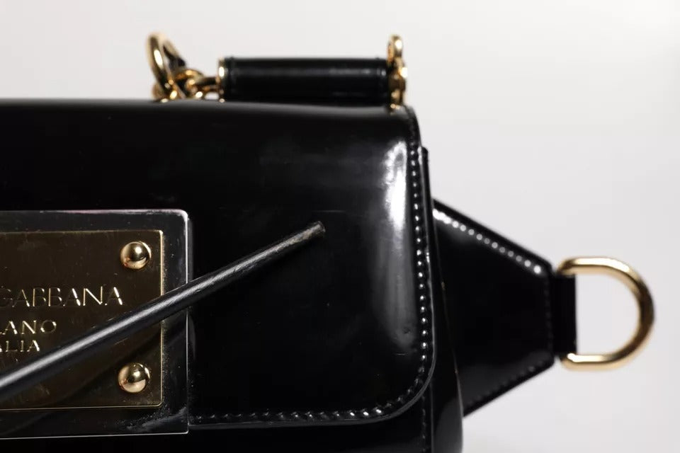 Dolce & Gabbana Schwarze DG Logo-Umhängetasche aus Kalbsleder