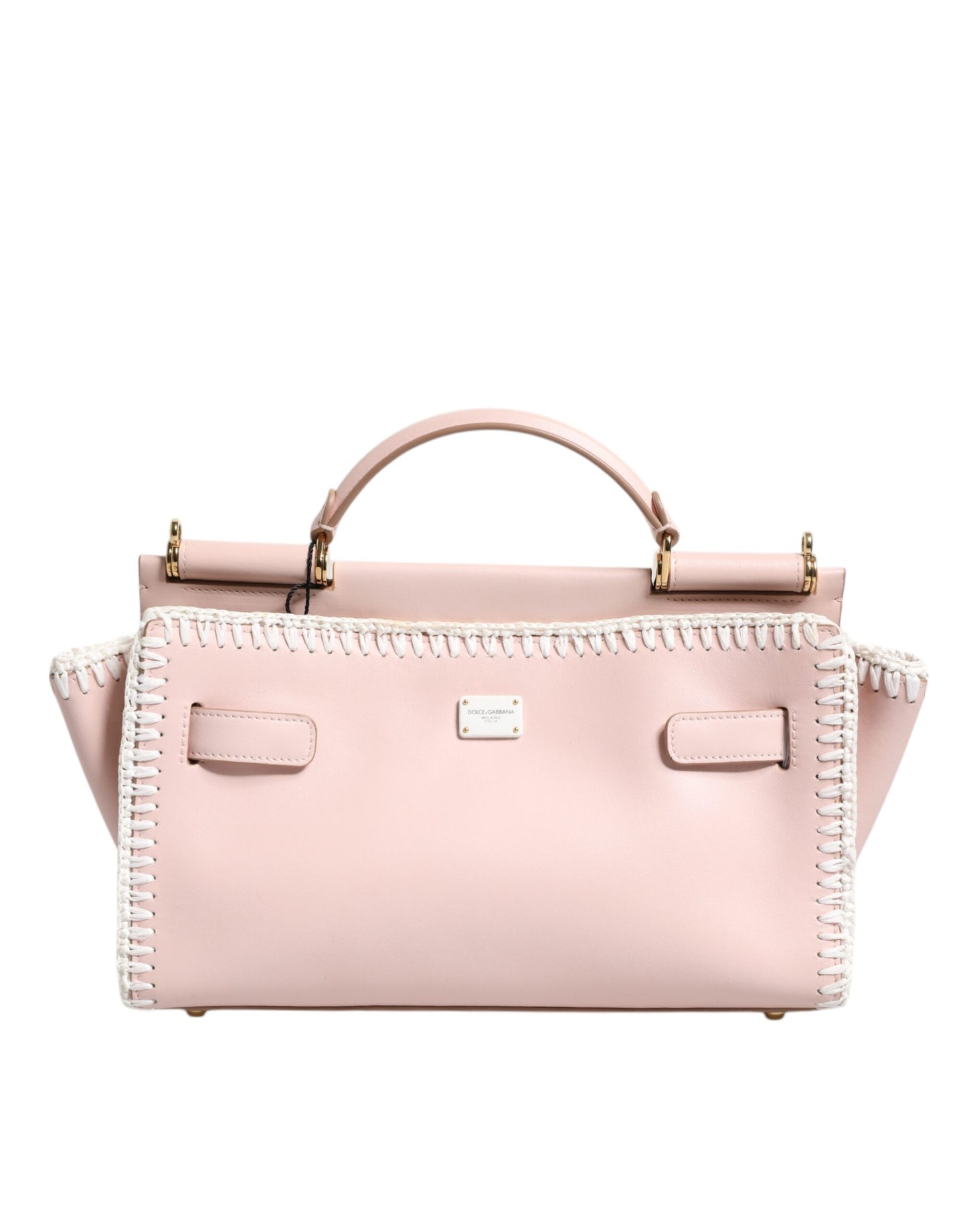 Dolce & Gabbana Hellrosa Logo-Plakette Crossbody Bag aus weichem Leder mit Riemen