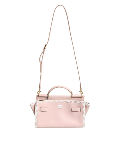 Dolce & Gabbana Hellrosa Logo-Plakette Crossbody Bag aus weichem Leder mit Riemen