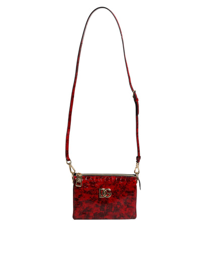 Dolce & Gabbana Rote Exotenleder DG Logo Damen Crossbody Tasche