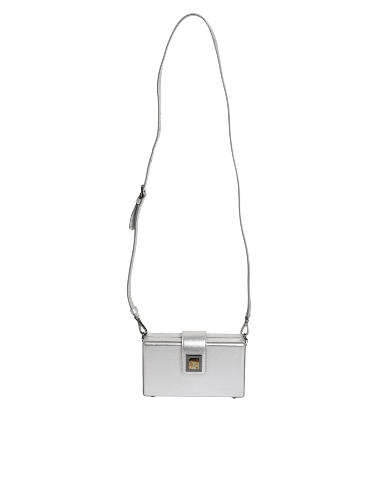 Dolce & Gabbana Metallic-Silber DG BOX Leder-Schulterriemen-Tasche