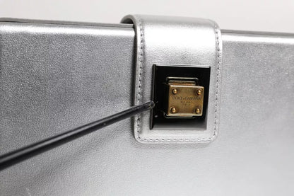 Dolce & Gabbana Metallic-Silber DG BOX Leder-Schulterriemen-Tasche